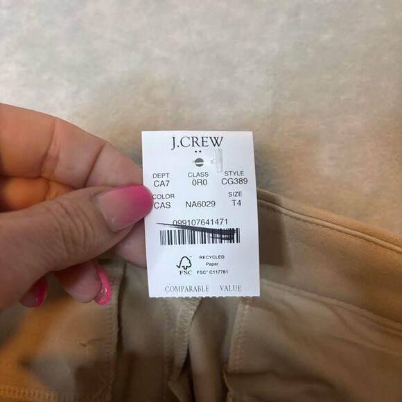 J.Crew Remy High Rise Wide-Leg Cropped Pants 4T Beige Work Trousers NWT - Picture 7 of 8